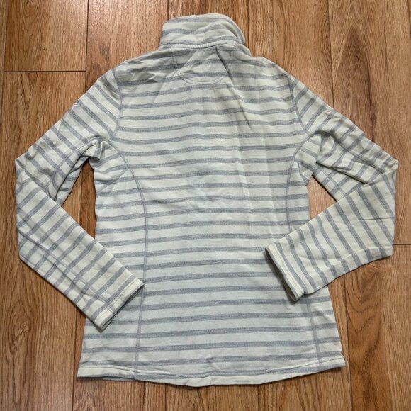 ICEBREAKER Merino Wool Full Zip Small High Neck Stripe Beige w/ Pockets GUC - Picture 5 of 5